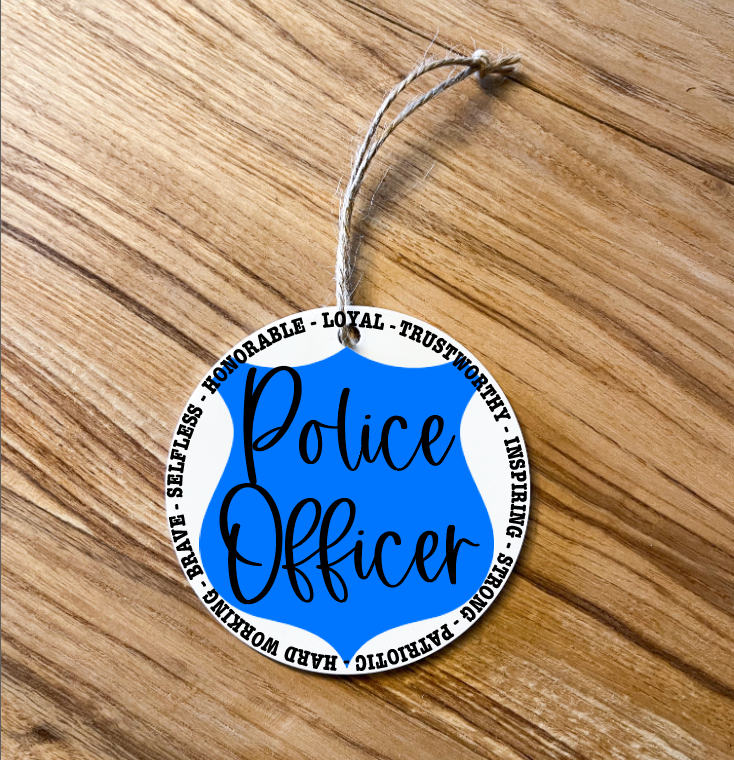 Police Officers Circle acrylic Ornament; Holiday; Christmas; Gift