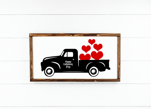 Black Happy Valentine's Day Love Truck