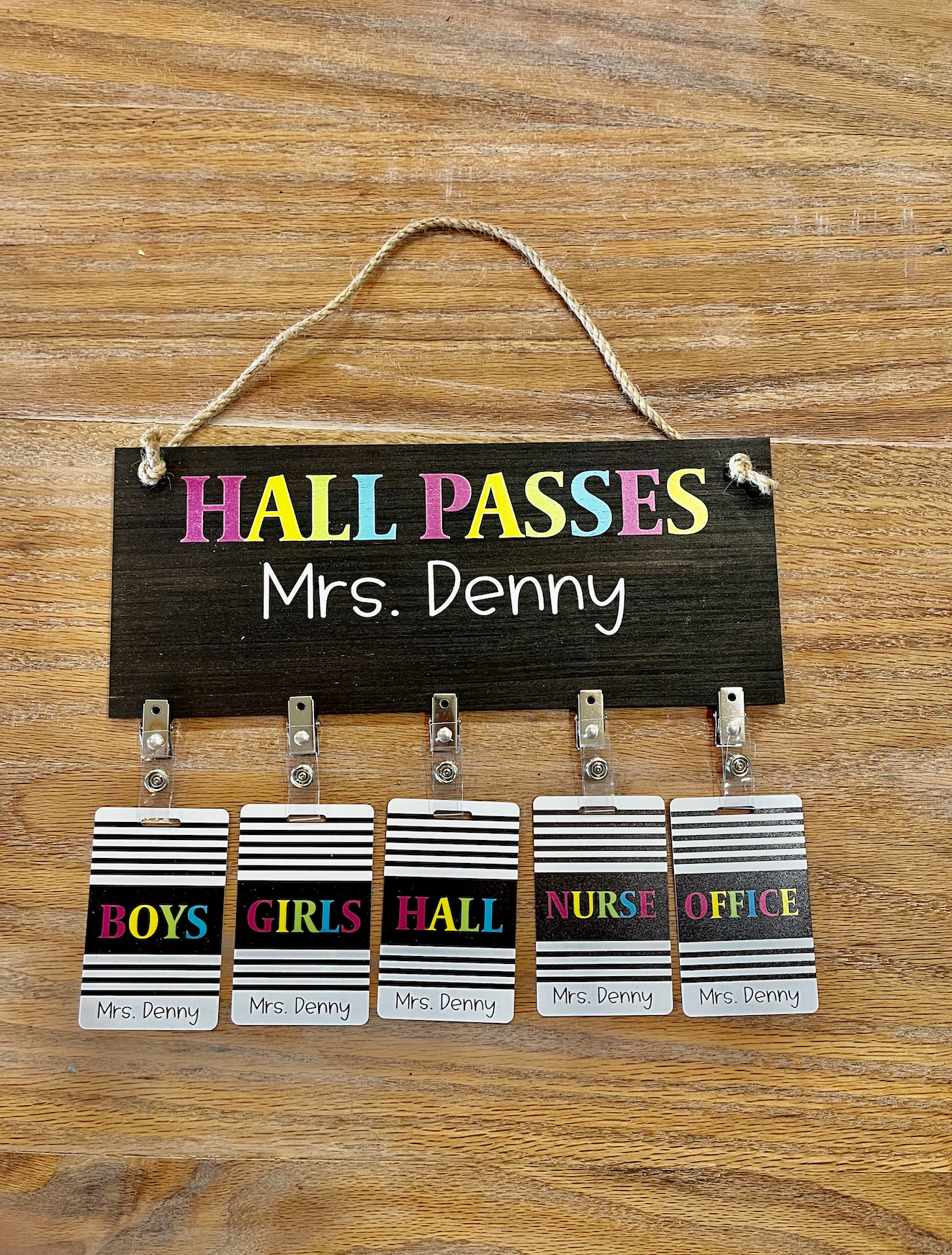 Black and Colorful Acrylic Classroom Hall Passes