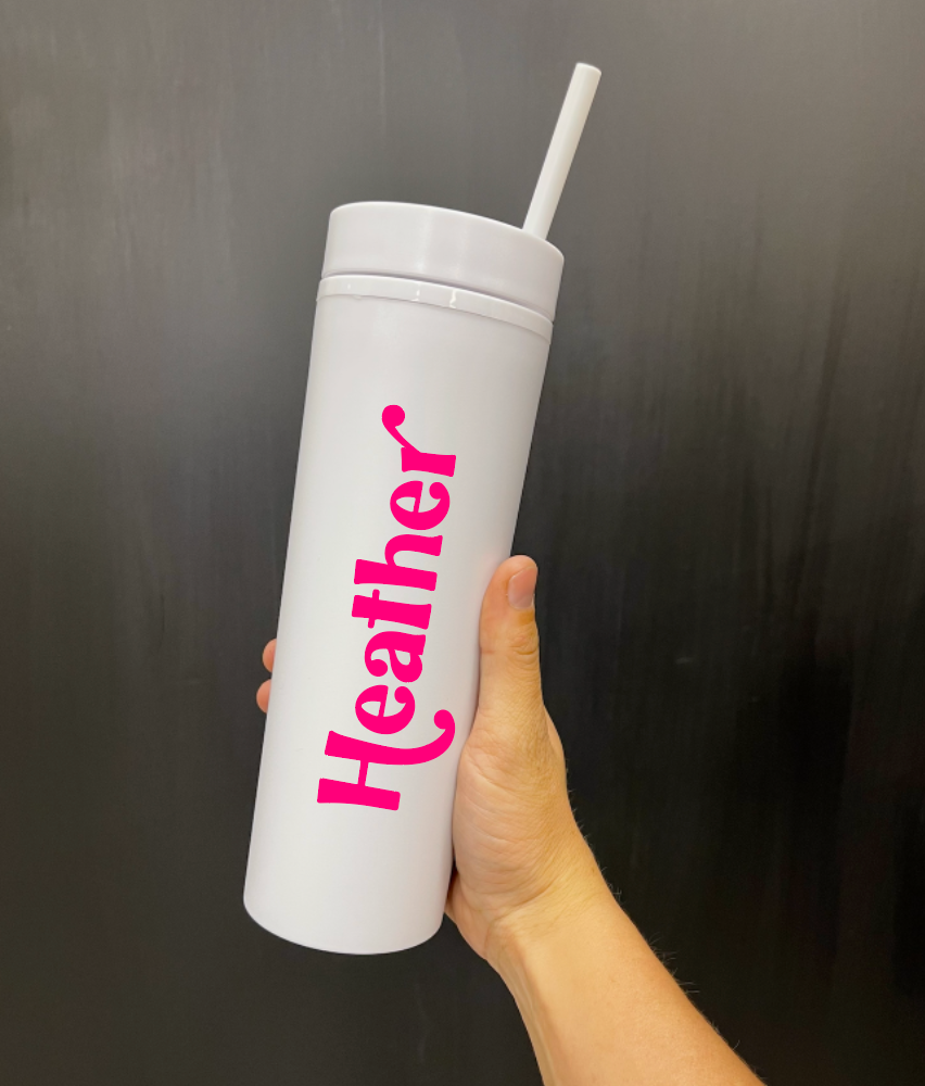 Personalized Purple 16 oz Acrylic Skinny Tumbler