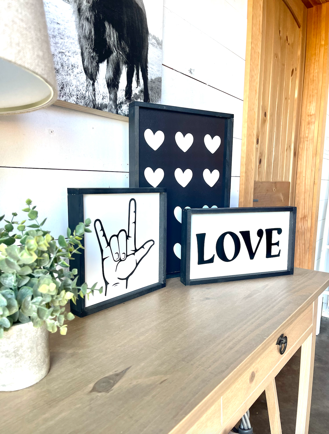 Black and White Valentine's Day 2023 Collection wood sign