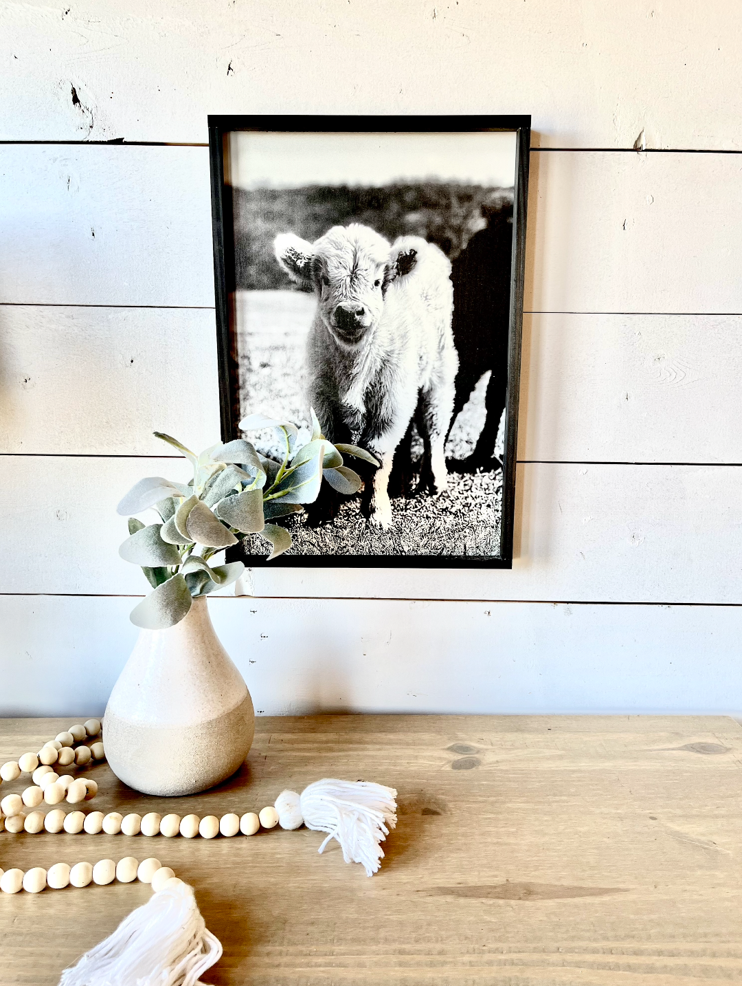 Betty White Calf Black and White Ranch Angus Calf Farm Animal wood sign Simply Country Ranch