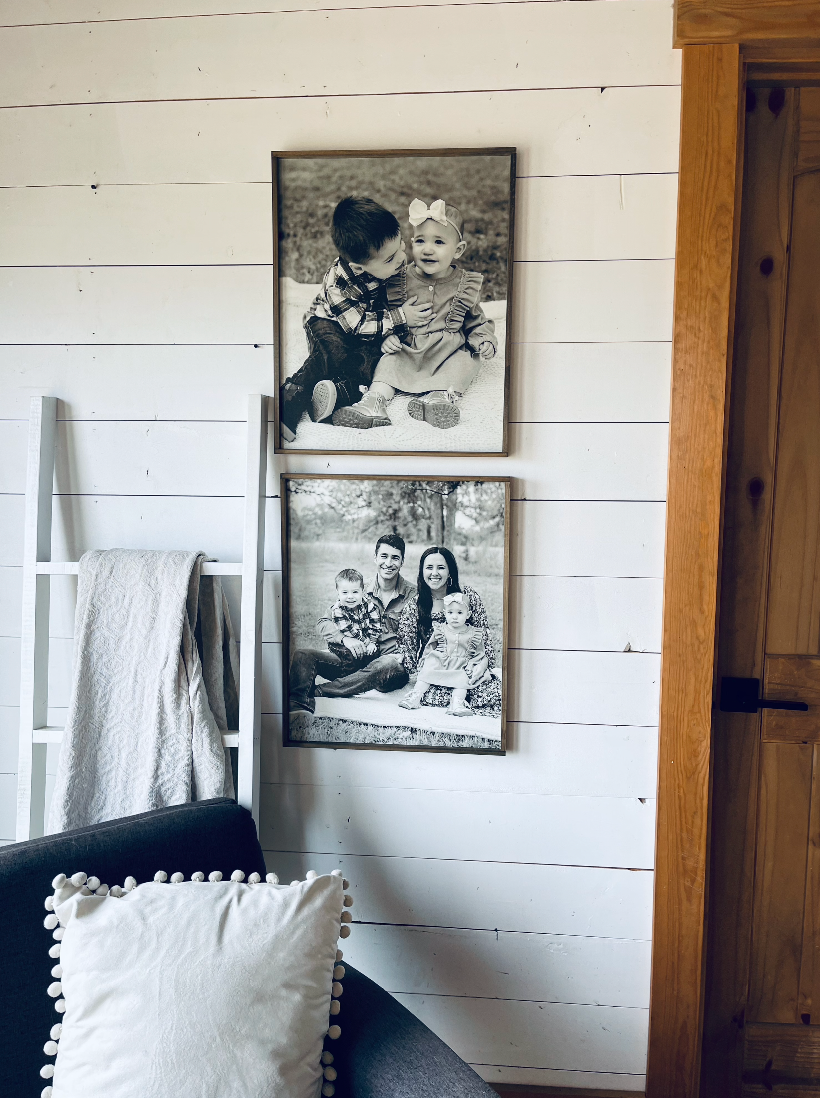 Your Black and White Family Photos; Framed Wood Photo Signs