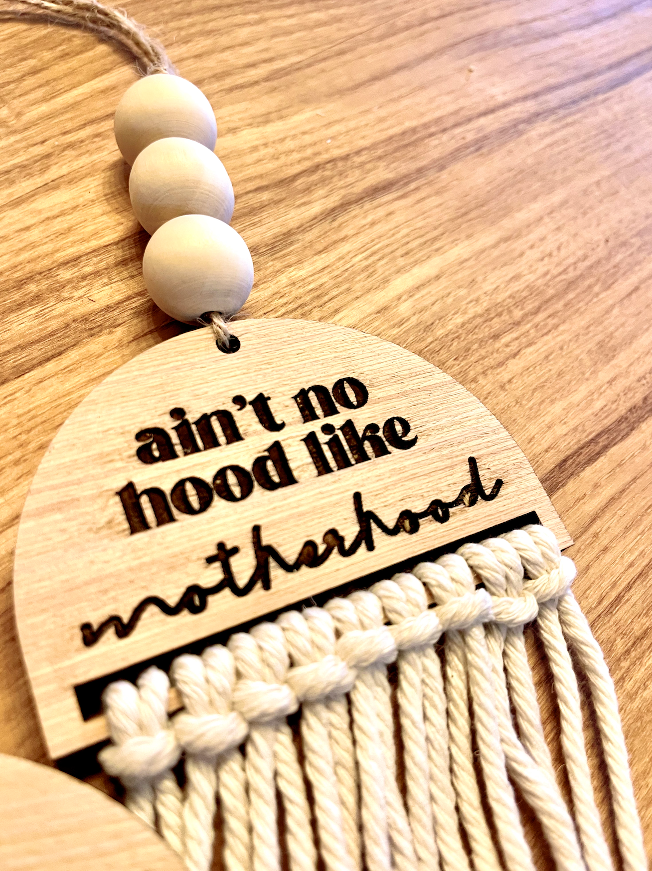 Mama Aint no hood like motherhood mothers day Car Charm Review Mirror wood sign Hanging Tag Bead Active