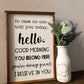 In Case No One Told you today, hello, good morning, you belong here, you're doing great, I believe in you; Classroom Wood Sign; Teacher sign