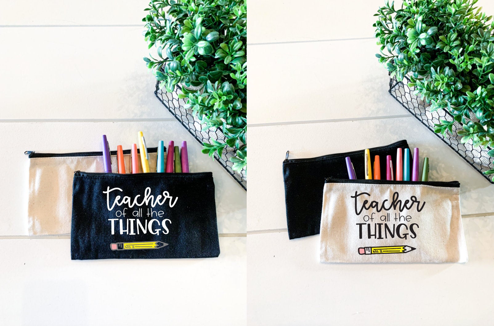 Personalized Custom Teacher Name Print Travel Wash Pouches Teacher Gifts  Pen Pencil Case School Stationery Supplies