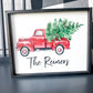 Watercolor Red Truck Personalized Custom Name Christmas Wood Sign