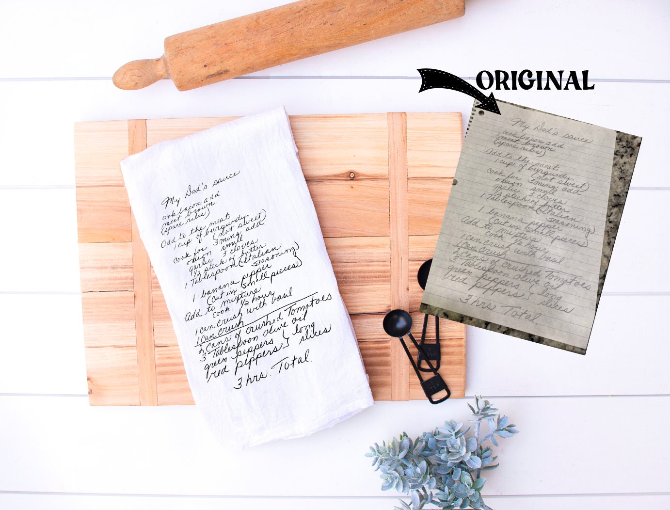 Your handwritten Recipe/Letter transferred to Tea Towel