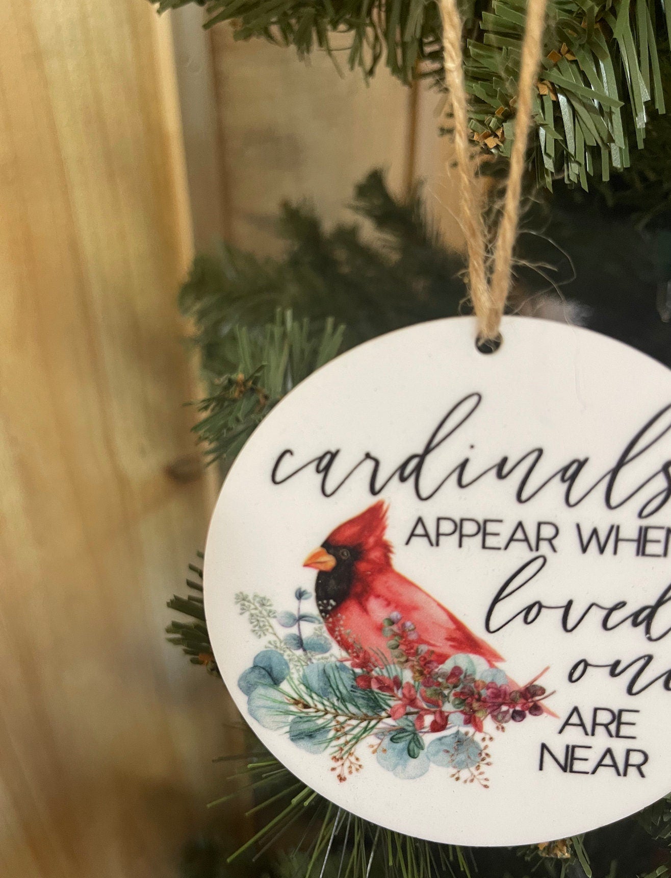 cardinals appear when loved ones are near Acrylic Ornament; Holiday; Christmas; Gift