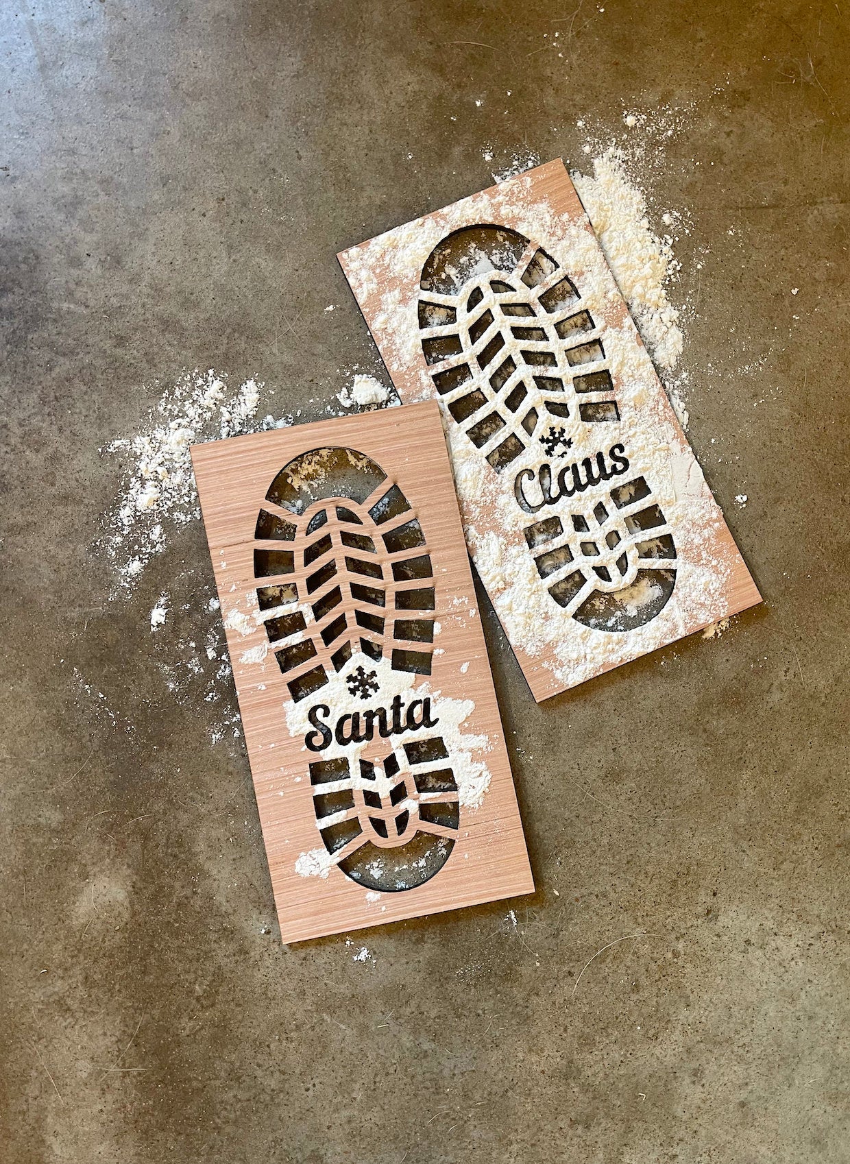Wood Template of Santa Claus Footsteps for Christmas Eve
