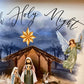 Oh Holy night Nativity Watercolor Christmas Scene wood sign
