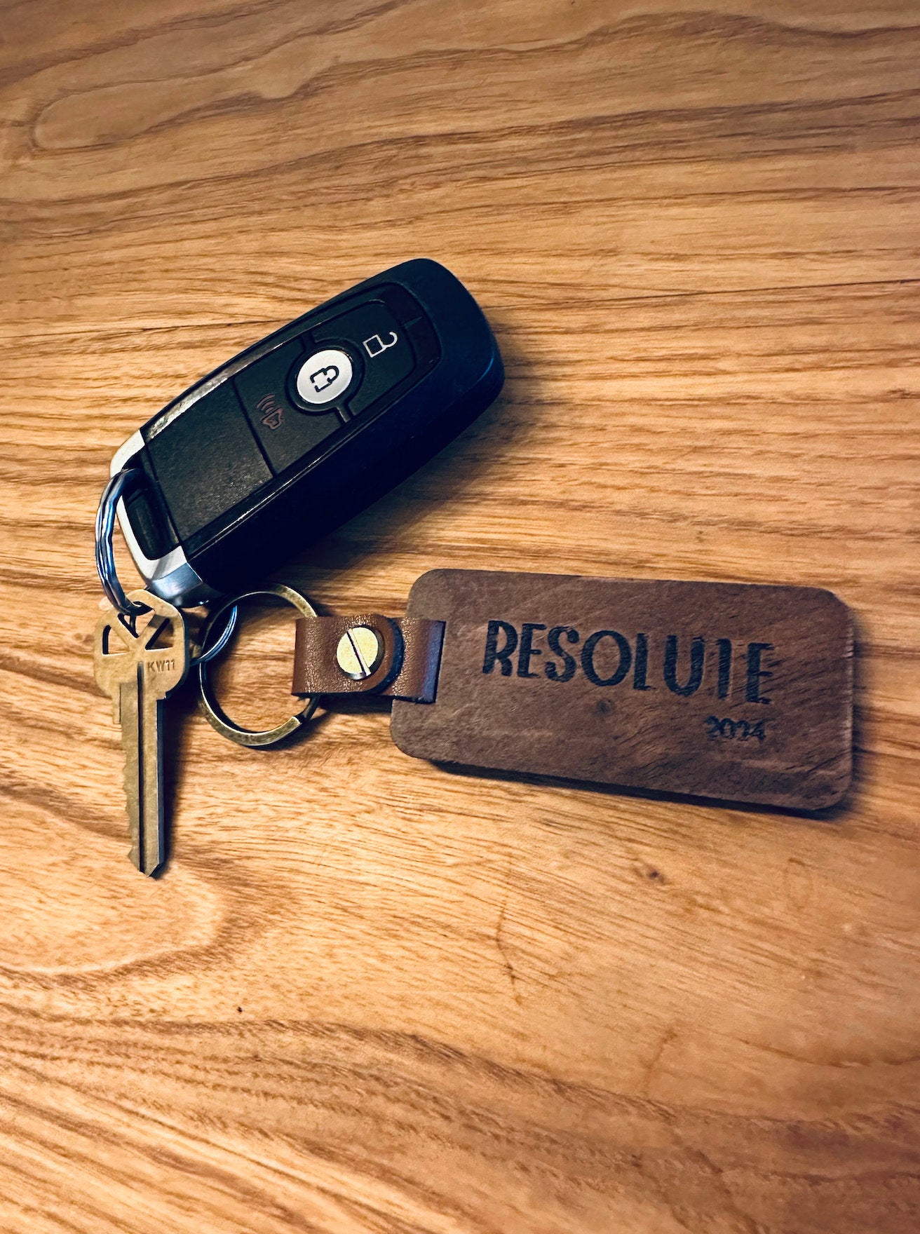 One Little Word wood engraved Key; 2024 word keychain ; One Word; One Little Word; Word for 2024; RESOLUTION 3