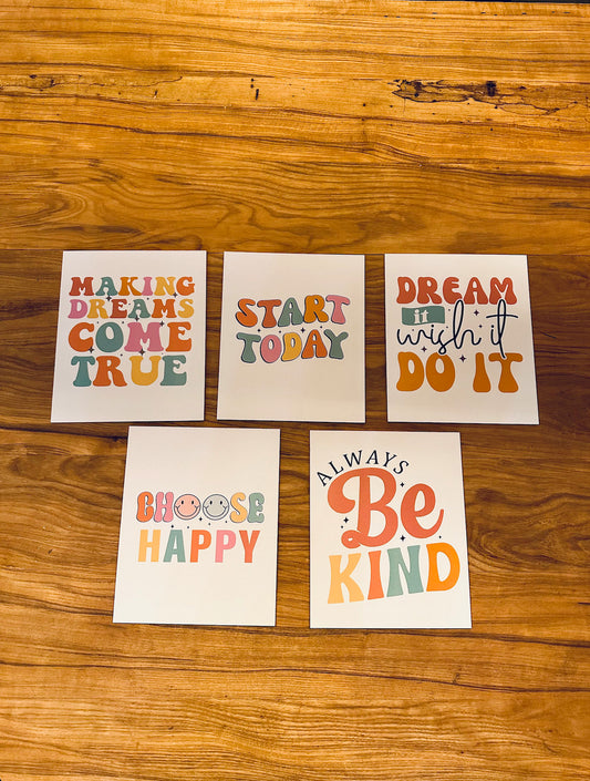 Bright Groovy Retro Motivational Wood Poster Signs - Colorful Rainbow Decor for Office, Classroom, and Kids Bedrooms; new years motivation