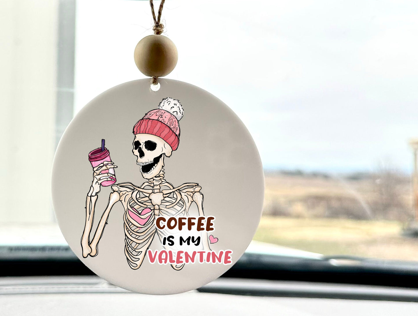 skeleton coffee is my valentine Valentine's Day Car Charm car accessory