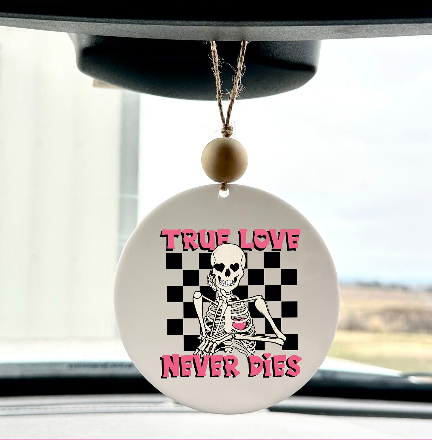 skeleton Valentine's Day Car Charm true love never dies