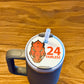 Custom Sports Team Football Mascot personalized Tumbler Lid Name Tag 20/30oz or 40 oz Tumbler Name Topper Tumbler Acrylic mug circle