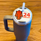 Custom Sports Team Football Mascot personalized Tumbler Lid Name Tag 20/30oz or 40 oz Tumbler Name Topper Tumbler Acrylic mug circle